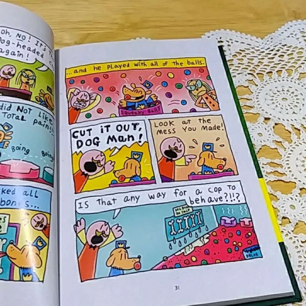 Unleashed Dog Man by Dav Pilkey, Scholastic, color-illustrated comic